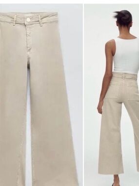 Zara High Rise Marine Straight Jeans -Stone size 2 (k1)